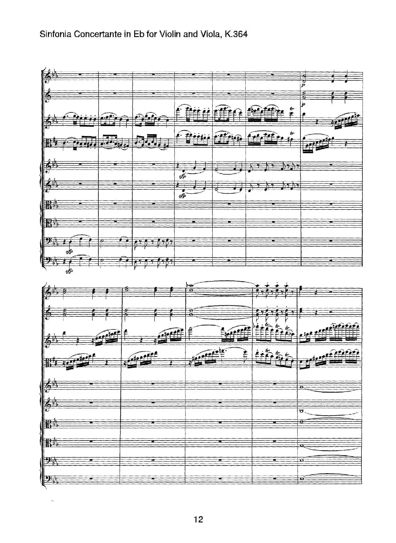 降E大调交响协奏曲（《Sinfonia Concertante in Eb》for Violin and Viola K.364）