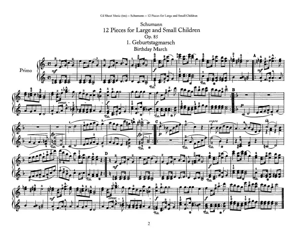 12首为孩子们而作的四手联弹曲 Op.85（四手联弹）（1）