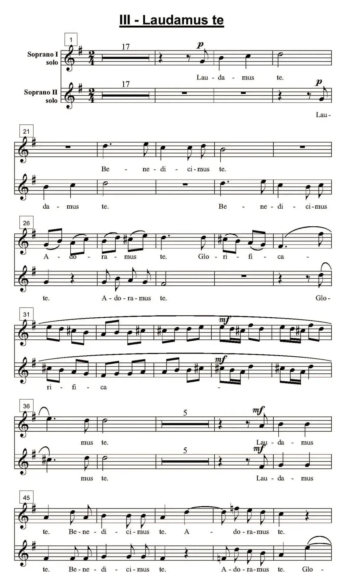 Laudamus te（四重奏）