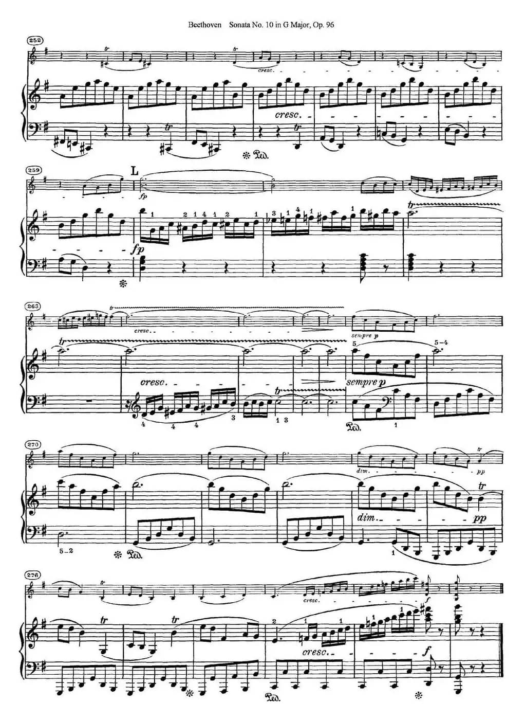 Violin Sonata No.10 in G Major Op.96（小提琴+钢琴伴奏）