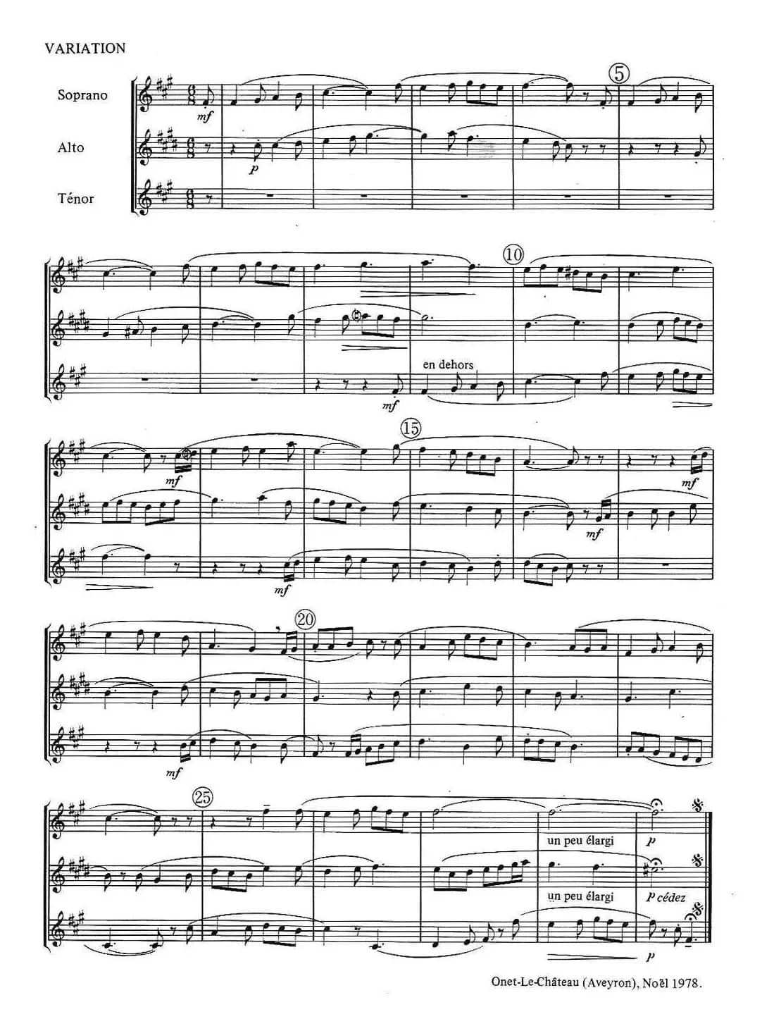 jean Bouvard 编写的6首萨克斯四重奏之一