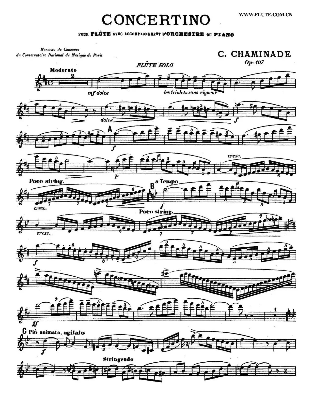 Concertino Op107（长笛协奏曲长笛独奏）