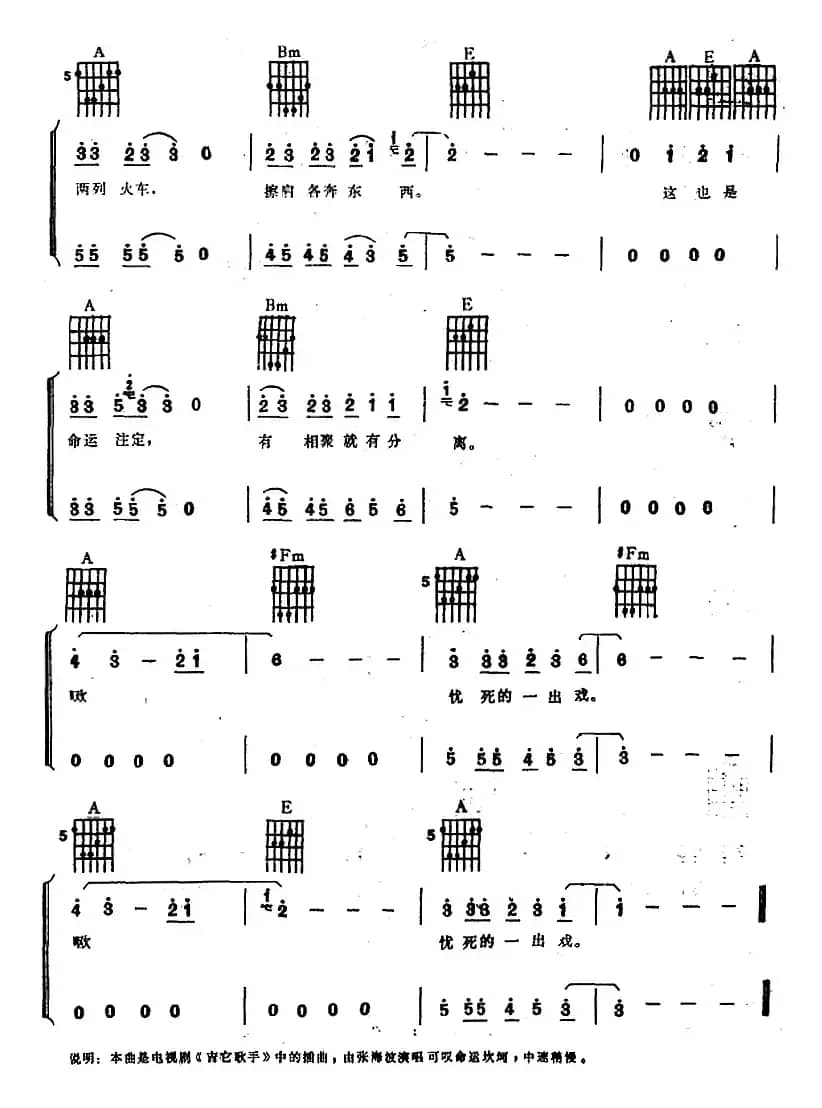 人生小站（电子琴吉他弹唱谱）