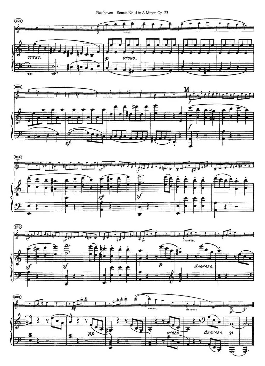 Violin Sonata No.4 in A Minor Op.23（小提琴+钢琴伴奏）