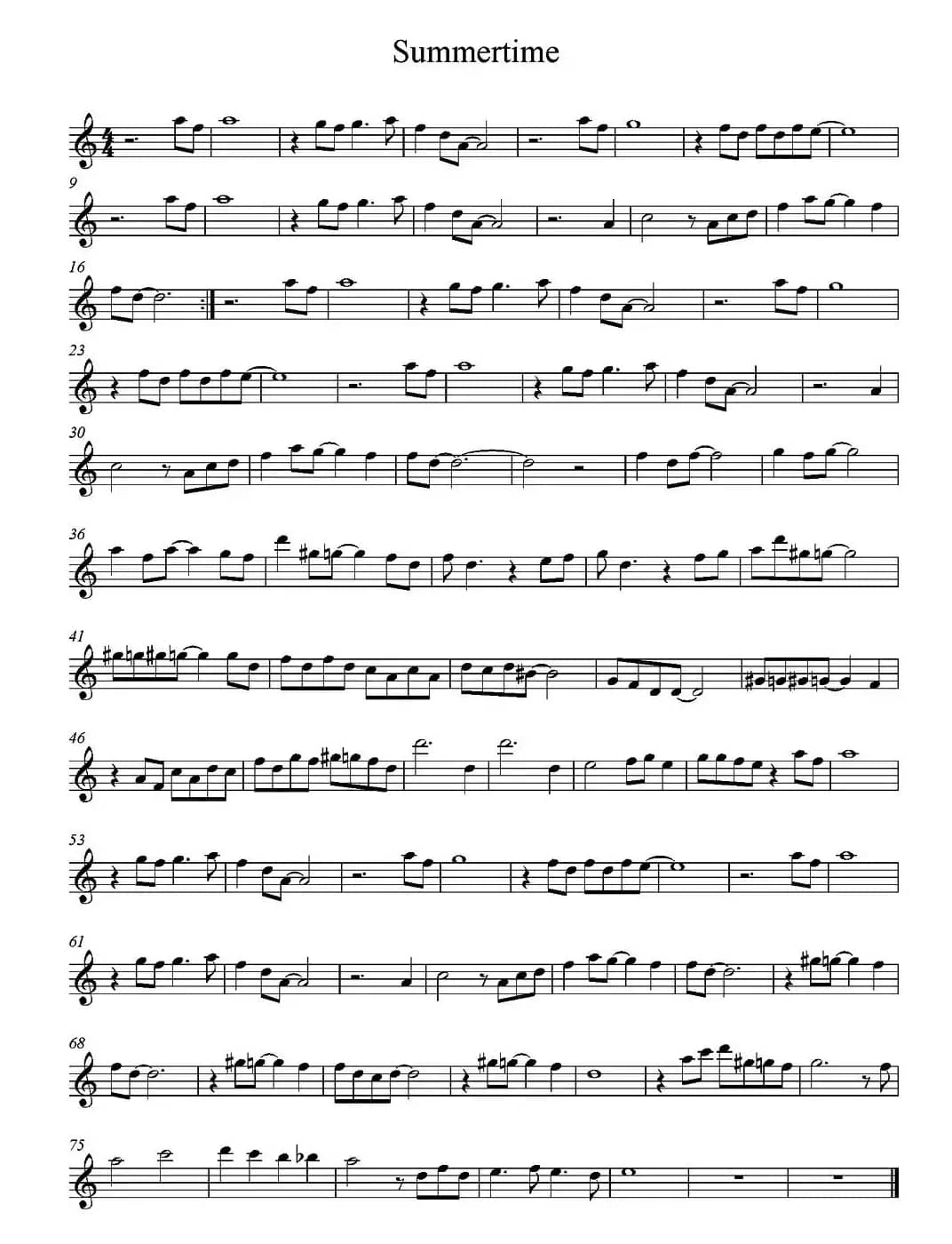 Summertime（Alto Saxophone Version）