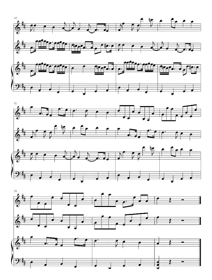 卡农原版（三小提琴一大提琴）