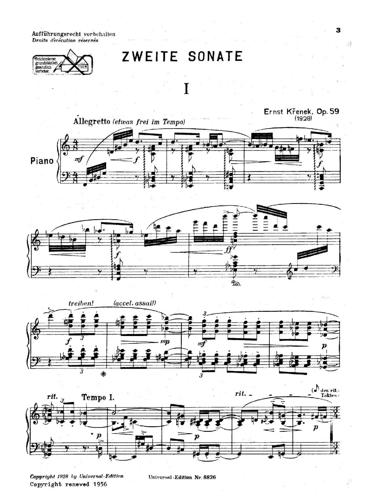 克热内克-第二钢琴奏鸣曲（Piano Sonata No.2 Op.59）