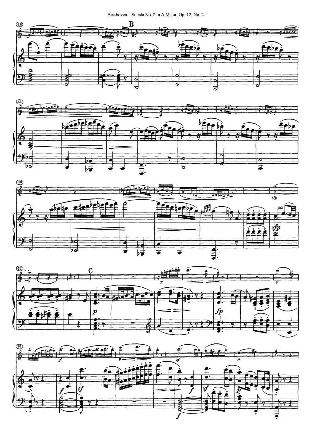 Violin Sonata No.2 in A Major Op.12 No.2（小提琴+钢琴伴奏）