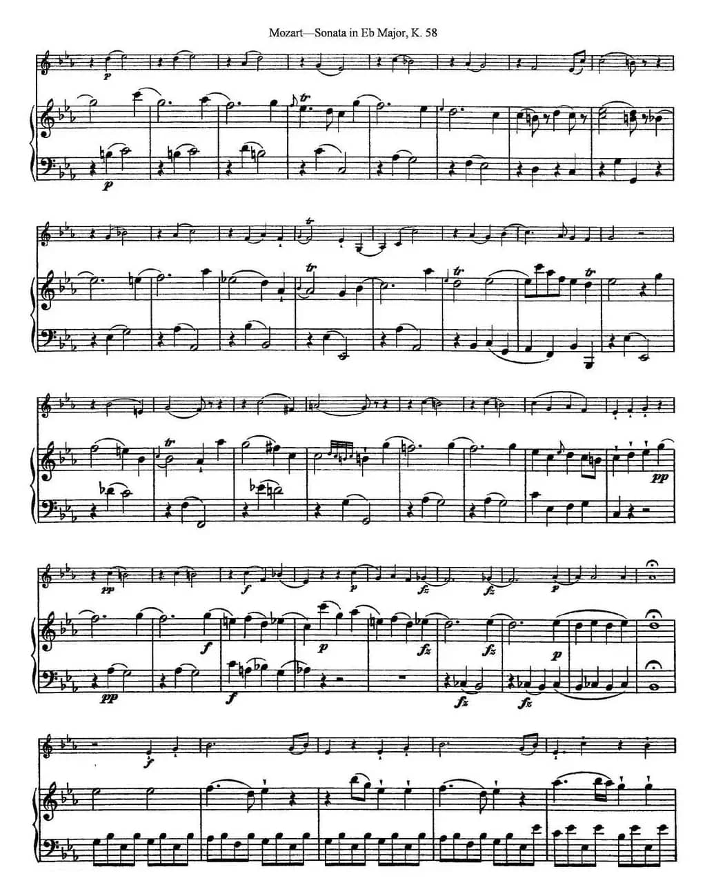 Violin Sonata in Eb Major K.58（小提琴+钢琴伴奏）