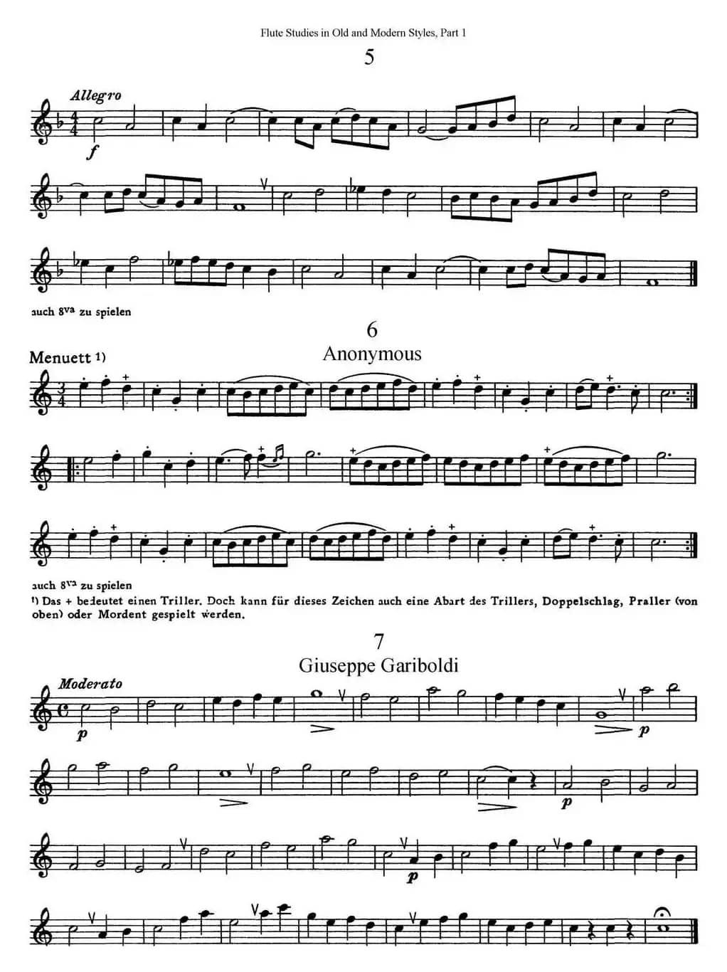 斯勒新老风格长笛练习重奏曲（第一部分）（NO.5-NO.7）