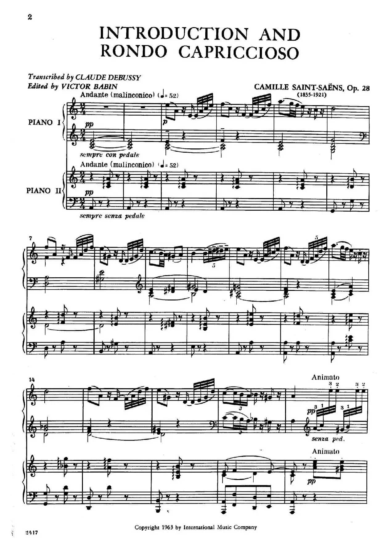 Introduction et Rondo Capriccioso Op.28（引子与随想回旋曲·双钢琴）