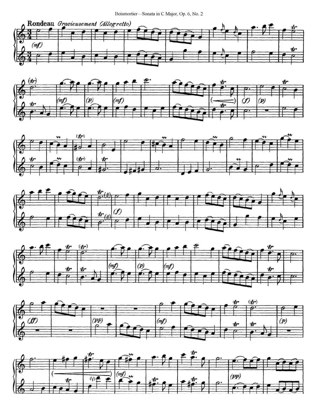 博伊斯卯绨C大调双长笛奏鸣曲Op.6（NO.2）