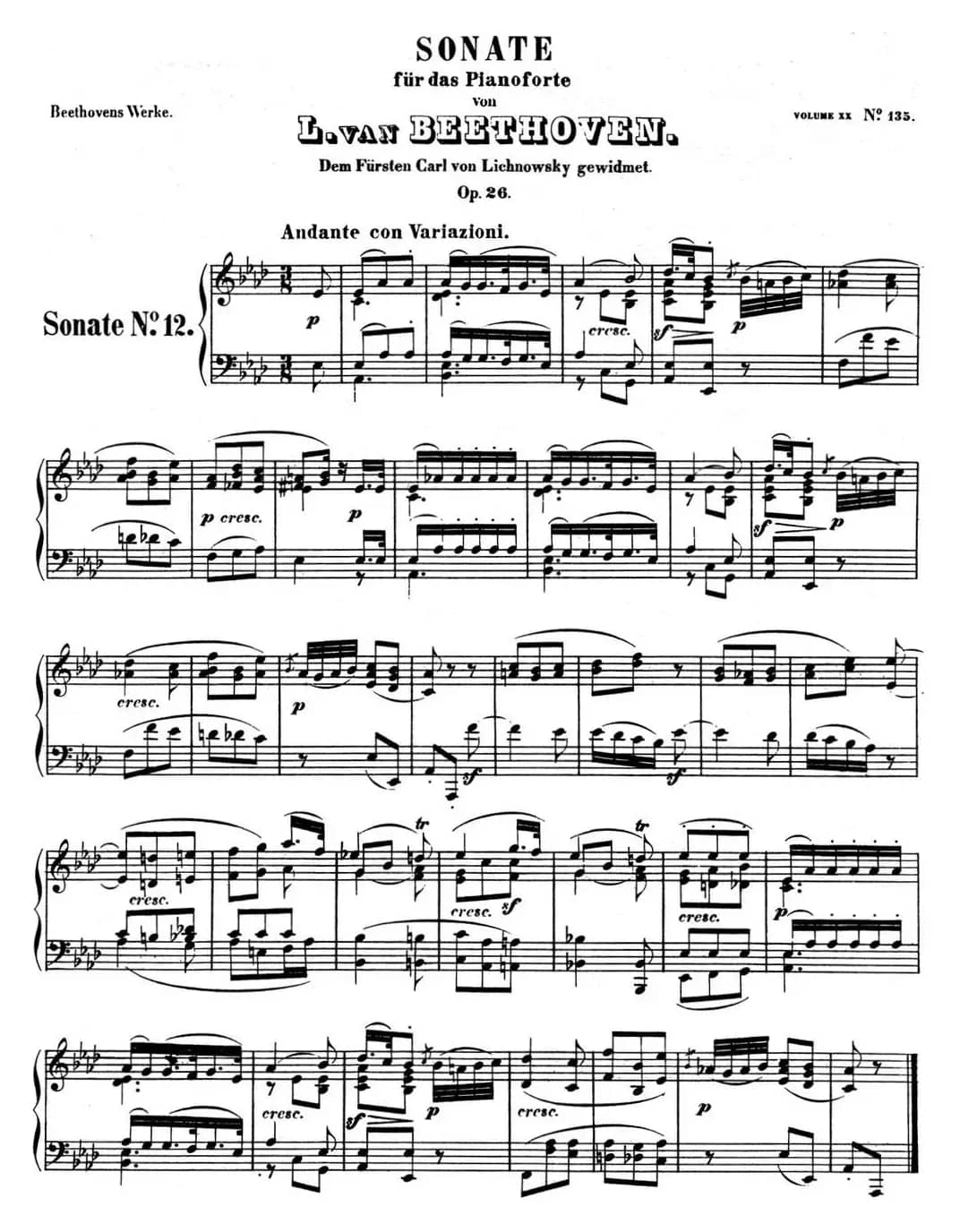 贝多芬钢琴奏鸣曲12 葬礼进行曲 降A大调 Op.26 A-flat major