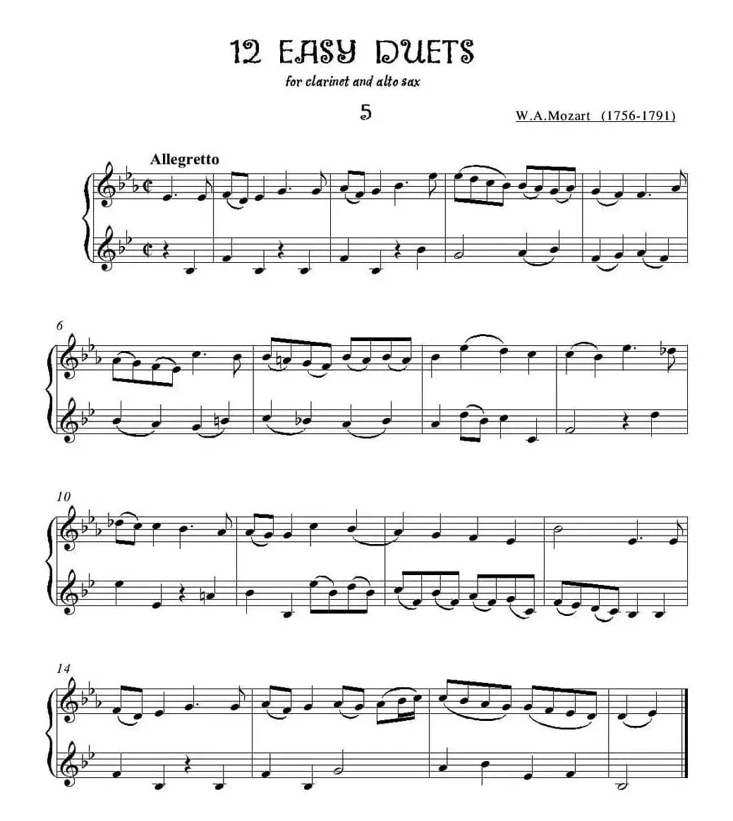 12首单簧管萨克斯重奏之五