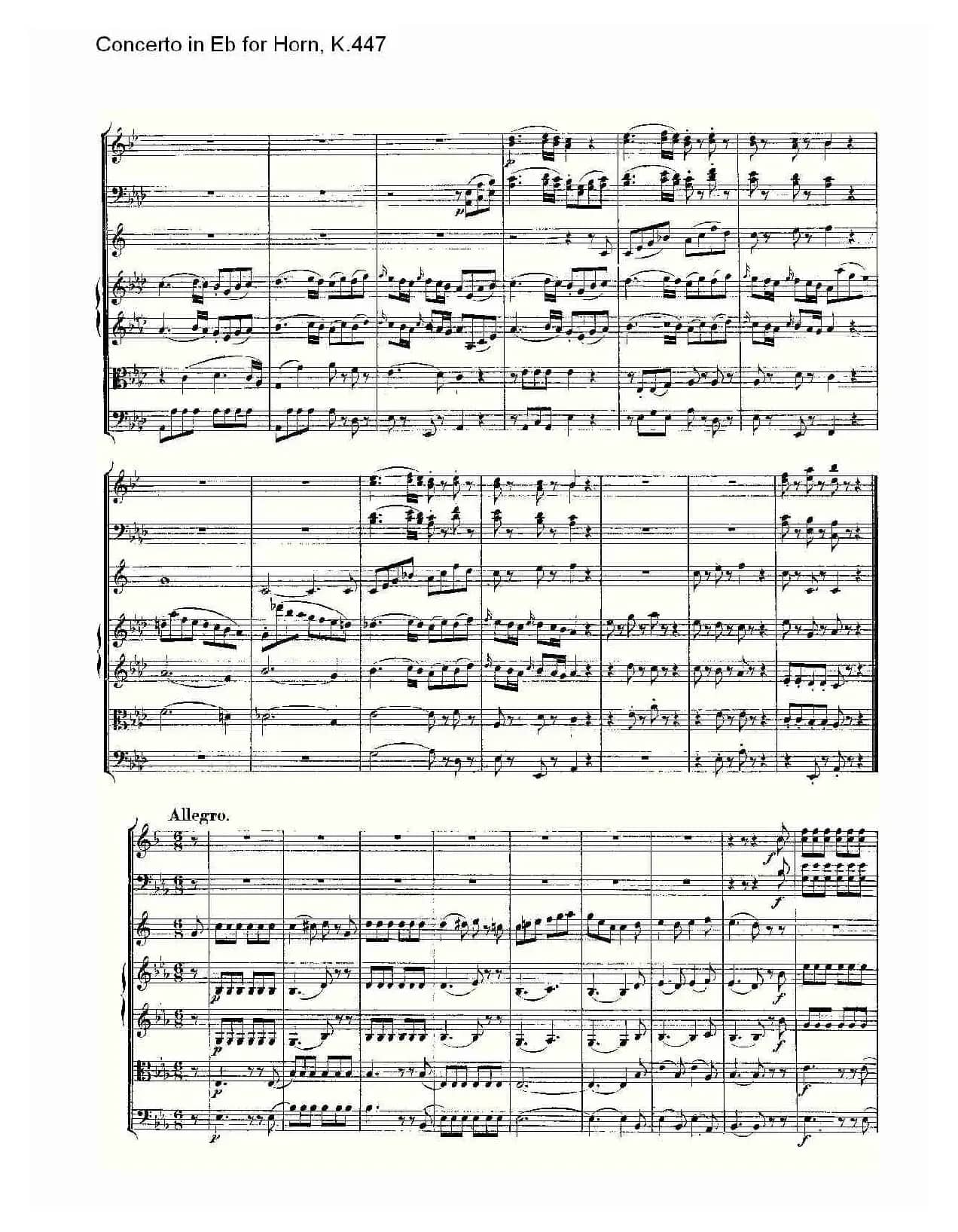 Concerto in Eb for Horn, K.447（Eb调法国号协奏曲, K.447）