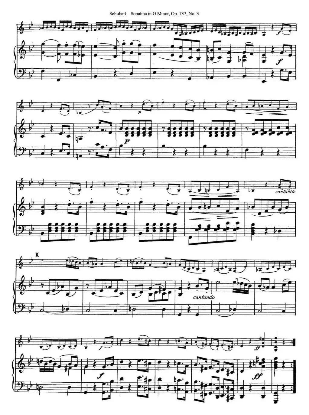 Violin Sonatina in G minor Op.137 No.3（小提琴+钢琴伴奏）