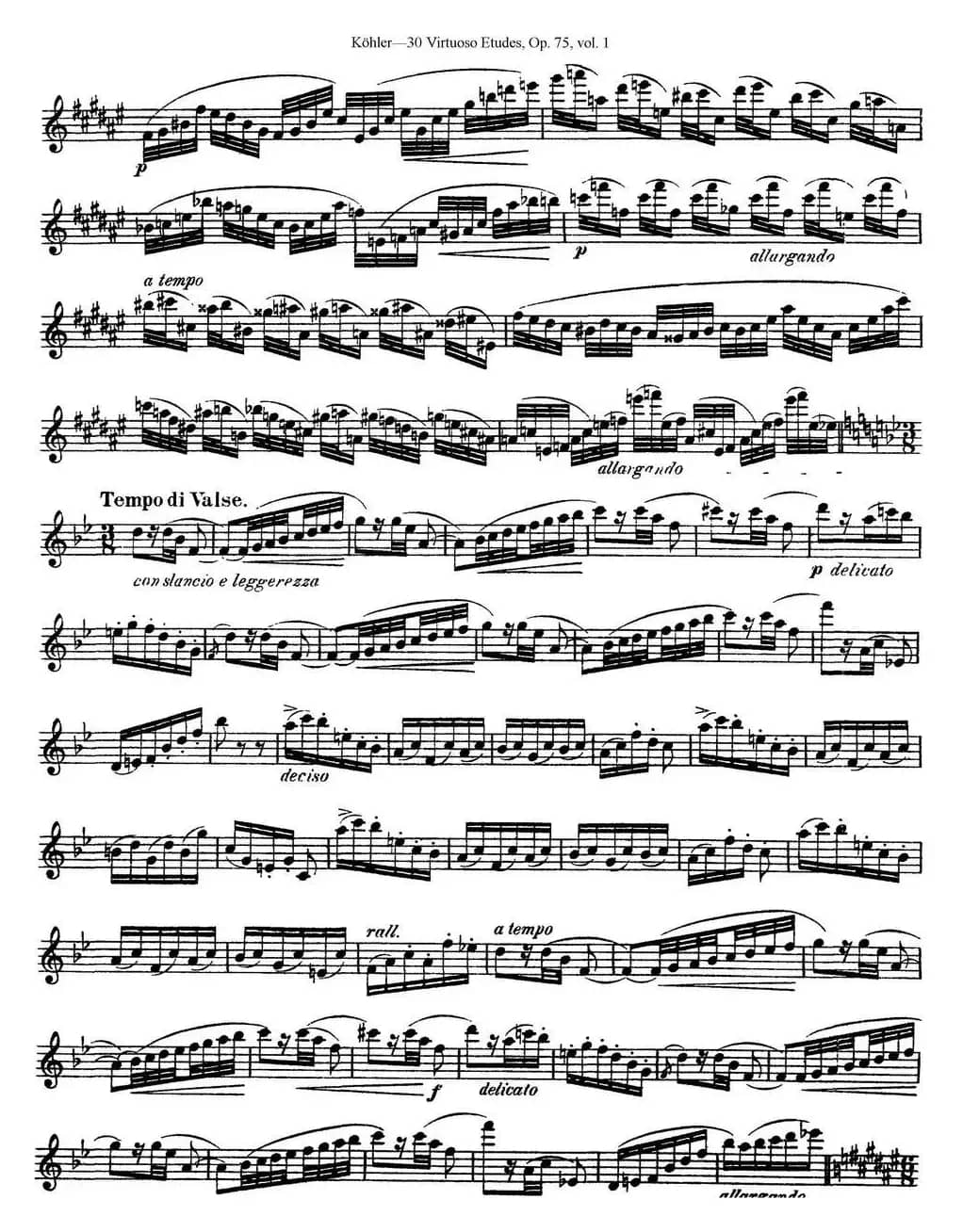 柯勒30首高级长笛练习曲作品75号（NO.5）
