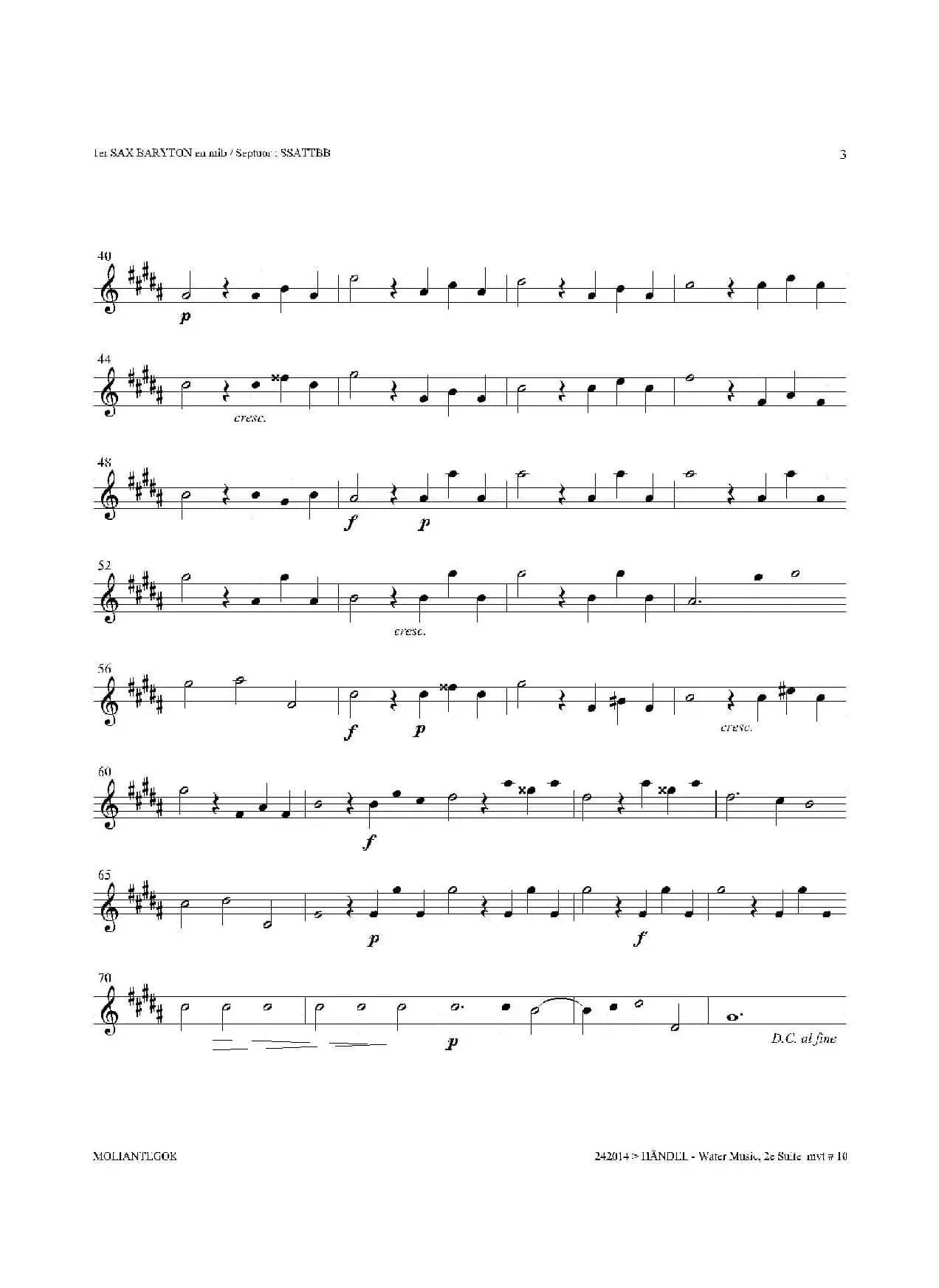 Water Music（HWV.349 No.2）（第一上低音萨克斯）