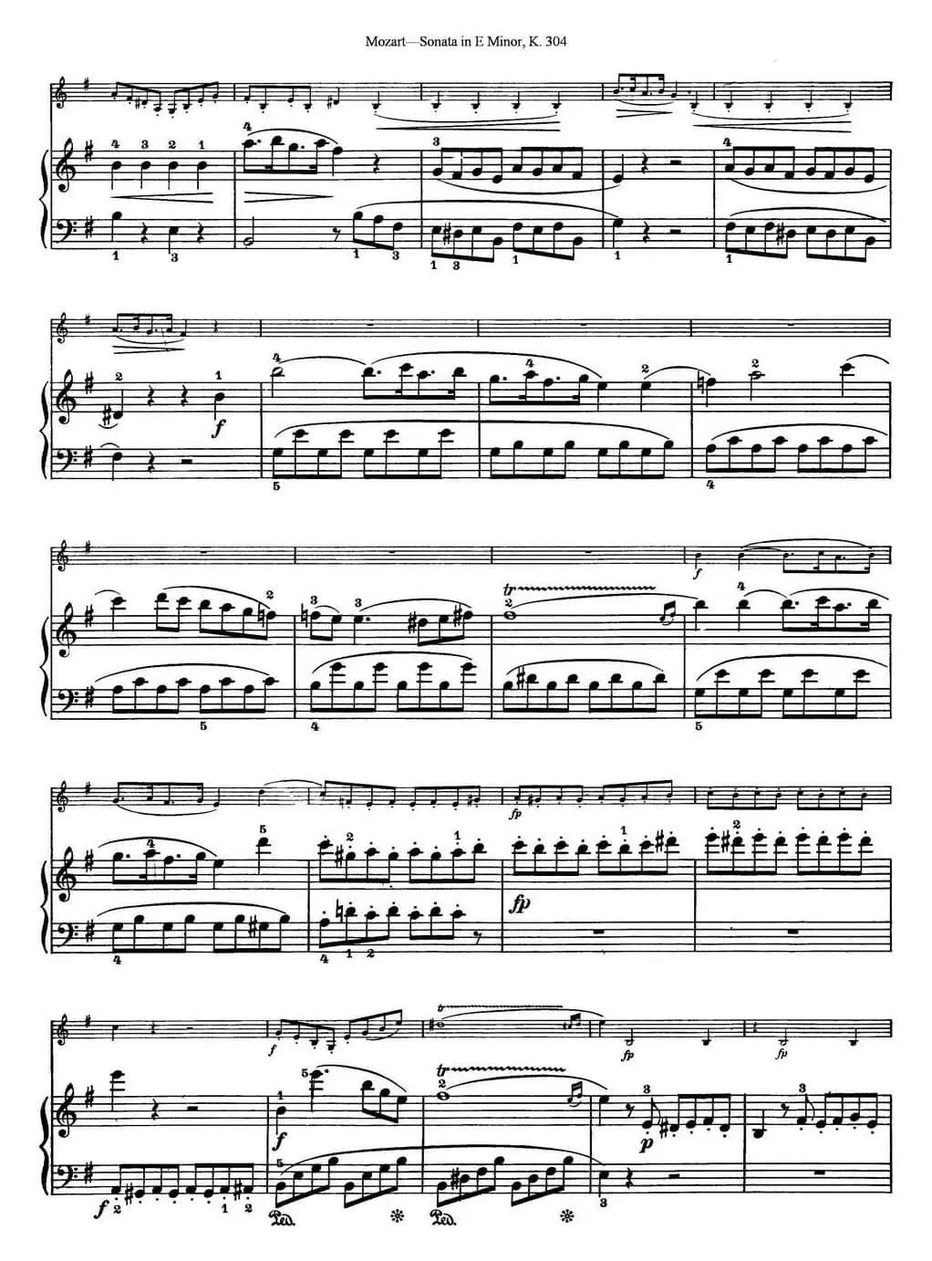 Violin Sonata in E Minor K.304（小提琴+钢琴伴奏）