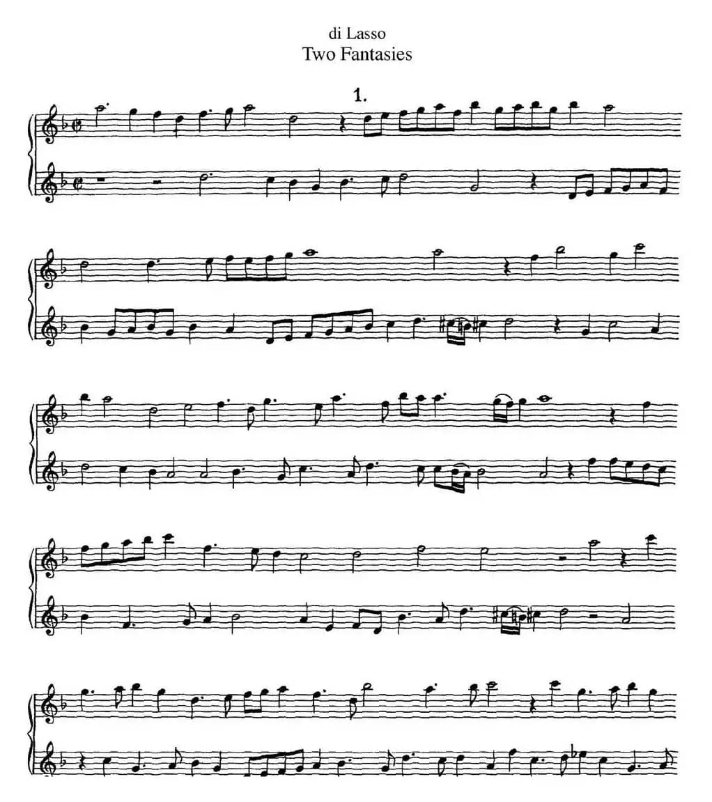 迪.拉索长笛二重奏2段幻想曲（Two Fantasies ）