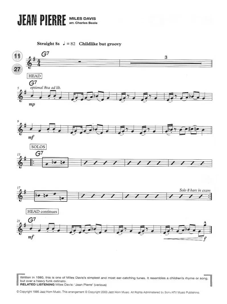 15首次中音爵士练习