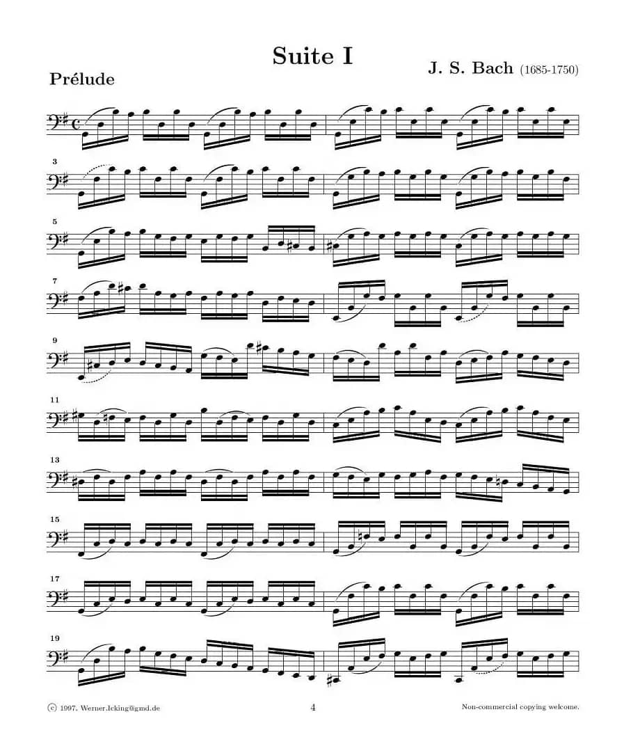 巴赫无伴奏大提琴练习曲之一