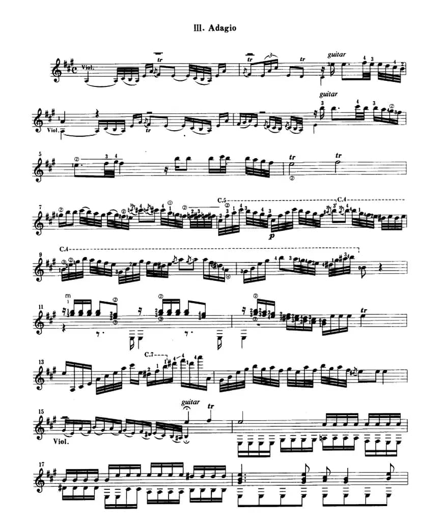 D大调四重奏（古典吉他）