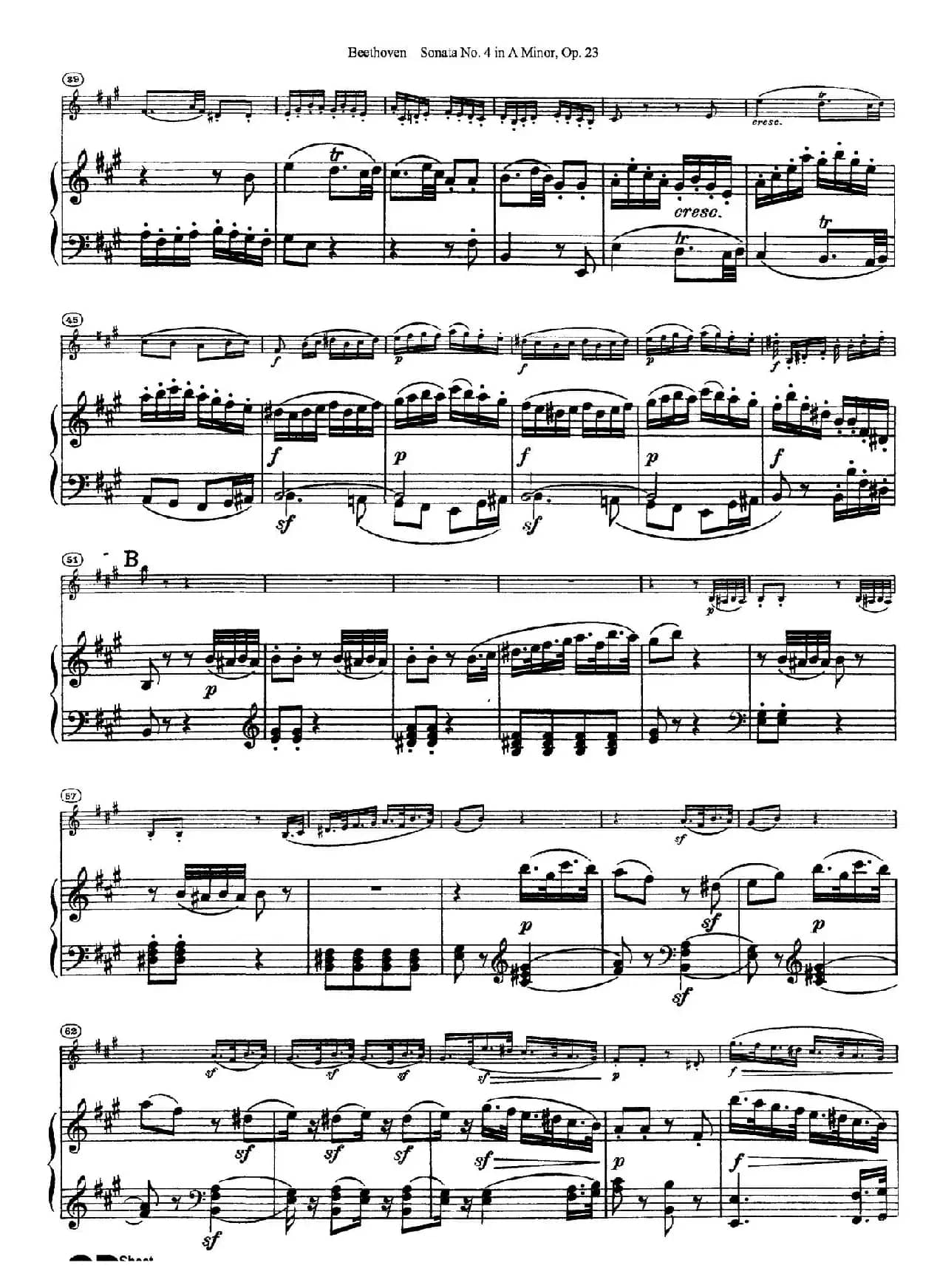 A小调第四小提琴奏鸣曲（Sonata No.4 in A Minor Op.23）（小提琴+钢琴伴奏）