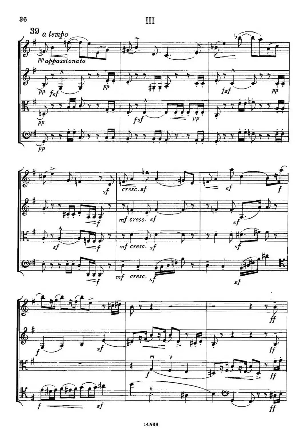 QUARTET Op.83（第三部分）（弦乐四重奏）