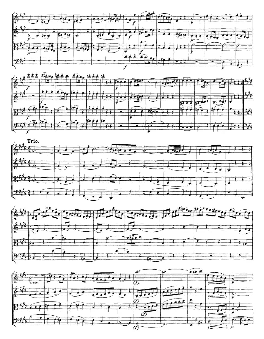 Mozart《Quartet No.18 in A Major,K.464》（总谱）