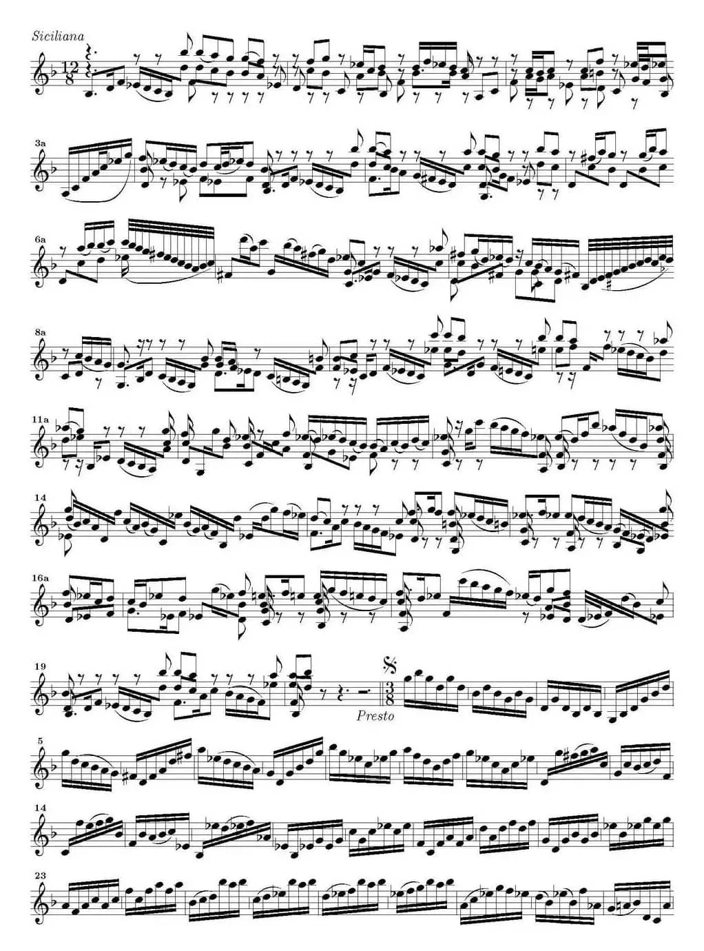 Bach Sonata BWV1001（无伴奏小提琴组曲）