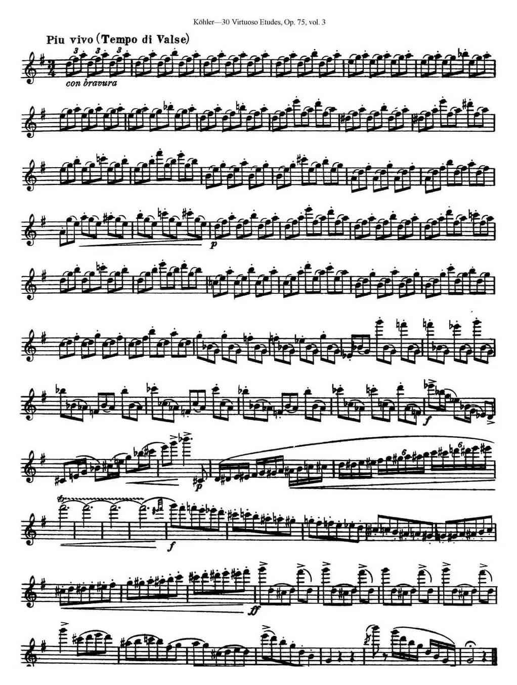 柯勒30首高级长笛练习曲作品75号（NO.30）