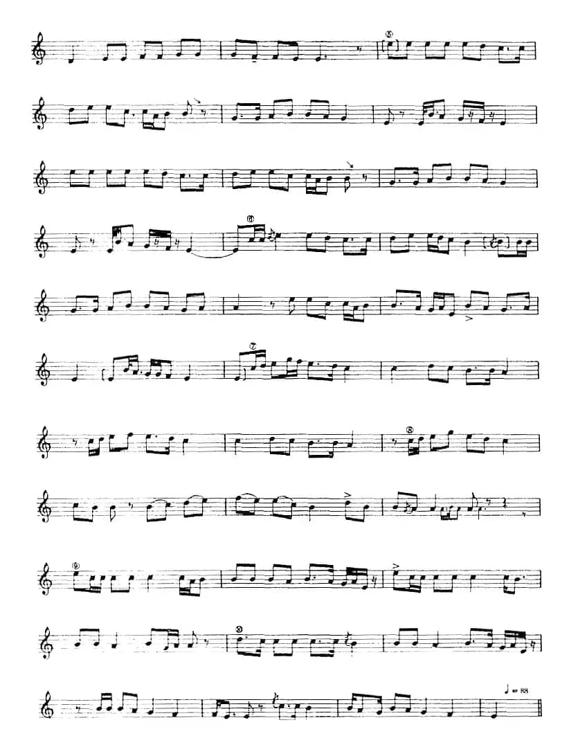 十二木卡姆：Ⅲ 木夏乌热克木卡姆 127——137（主旋律谱）