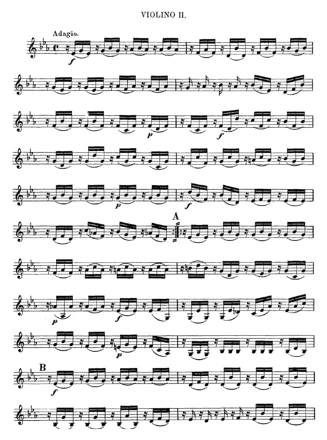 Mozart《Quartet No.12 in Bb Major,K.172》（Violin 2分谱）