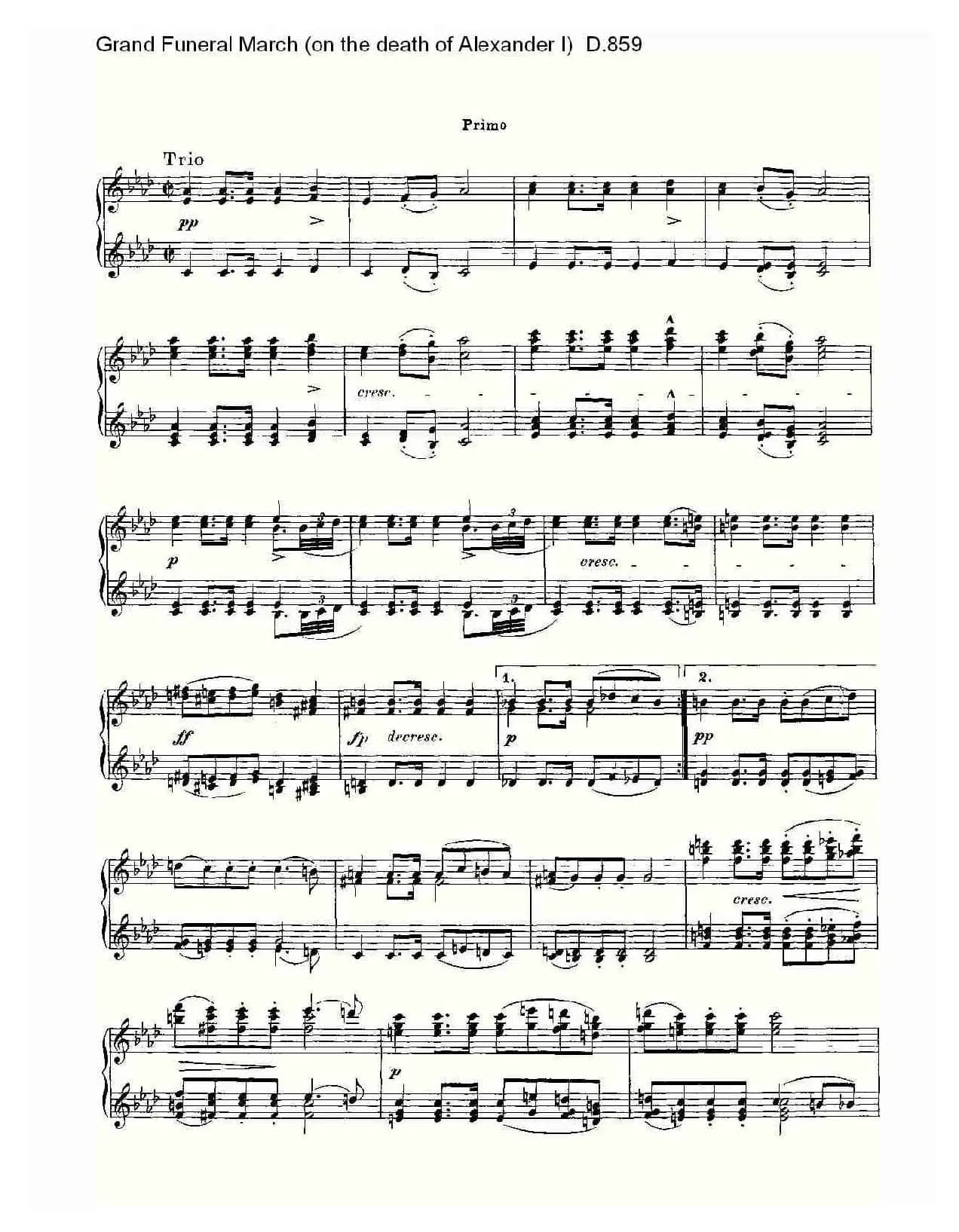 豪华葬礼进行曲（为亚历山大一世的逝世而作)D.85）