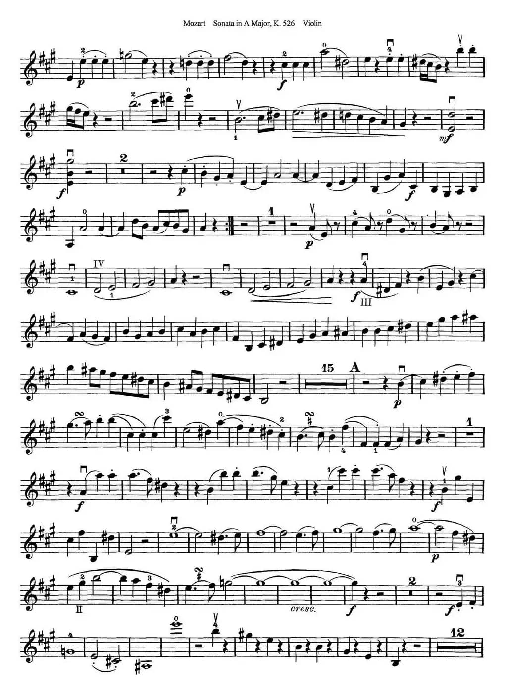 Violin Sonata in A Major K.526