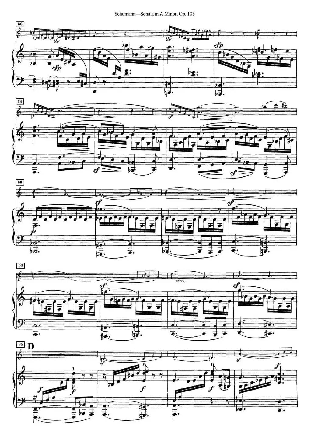 Violin Sonata in A minor Op.105（小提琴+钢琴伴奏）