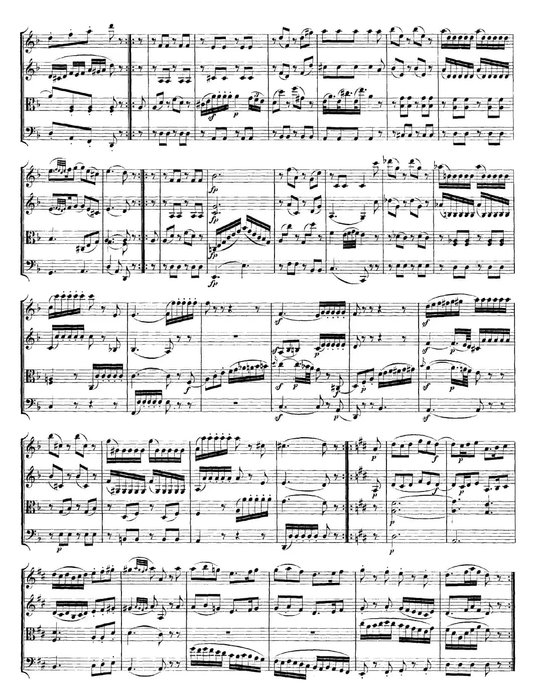 Mozart《Quartet No.15 in D Minor,K.421》（总谱）