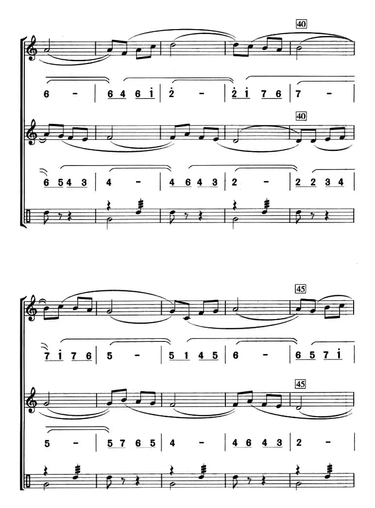 小松树（八孔竖笛线简谱对照版、三重奏）