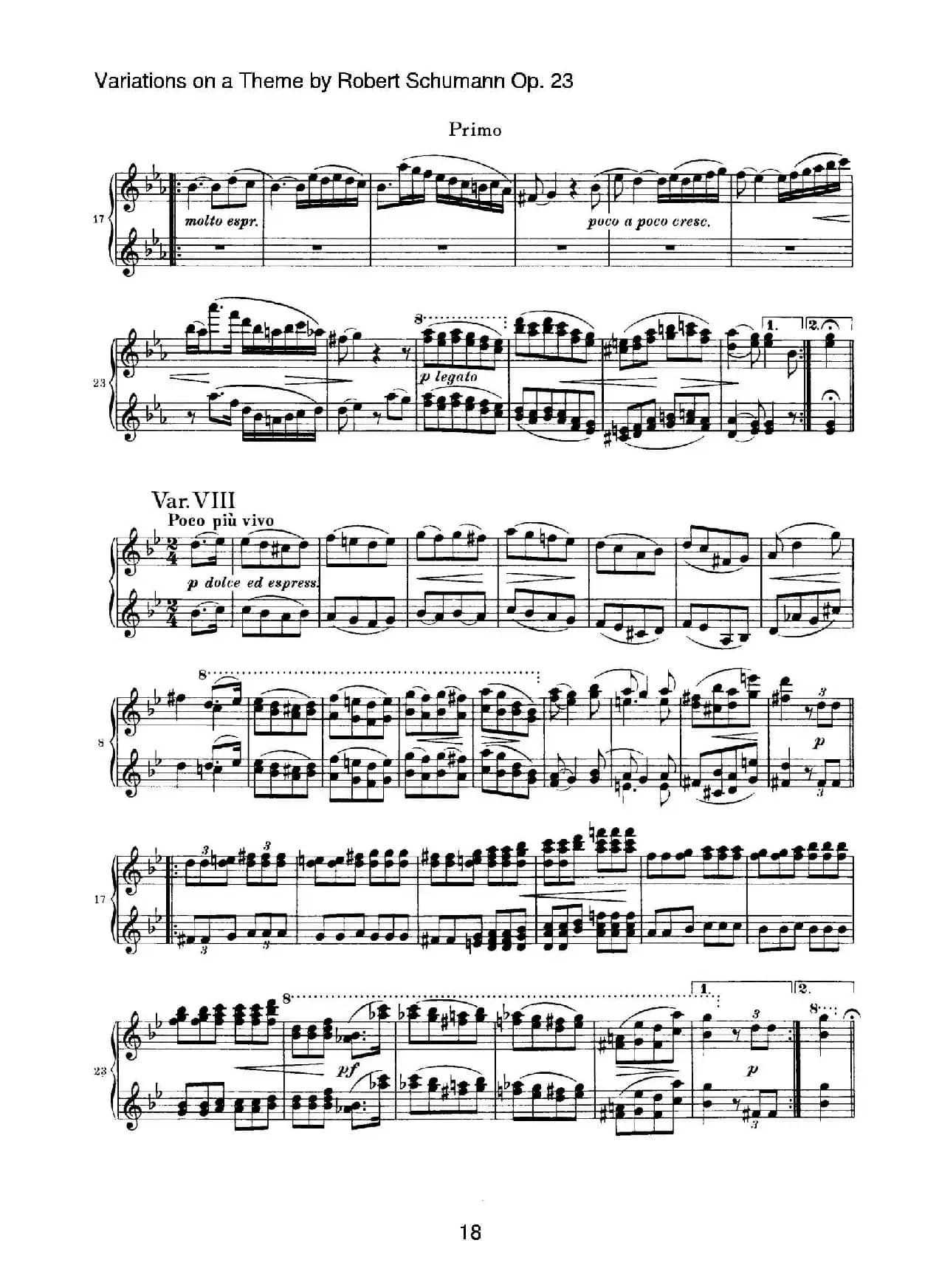​Variations on a Theme by Robert Schumann Op.23（舒曼主题变奏曲）（四手联弹）