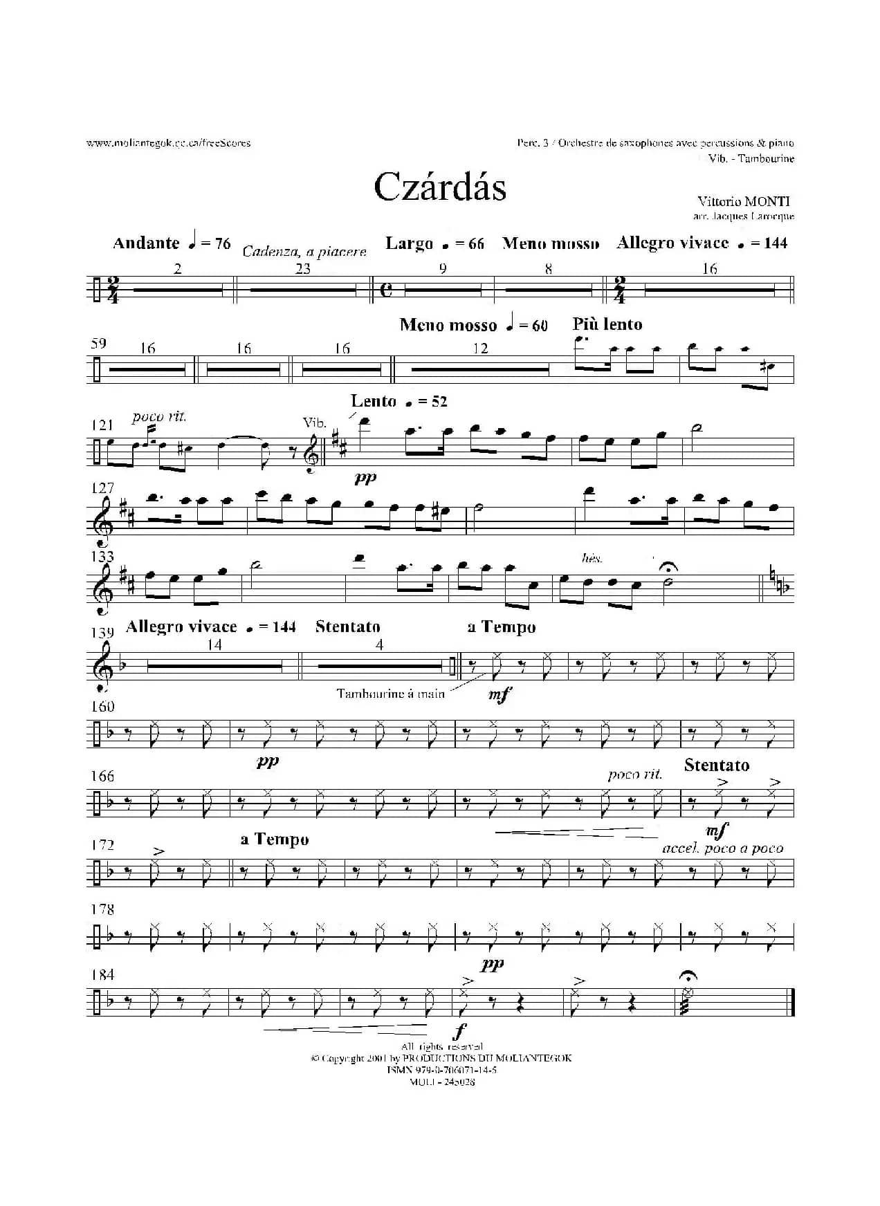 Czardas 查尔达斯（15重奏）（5副打击乐）