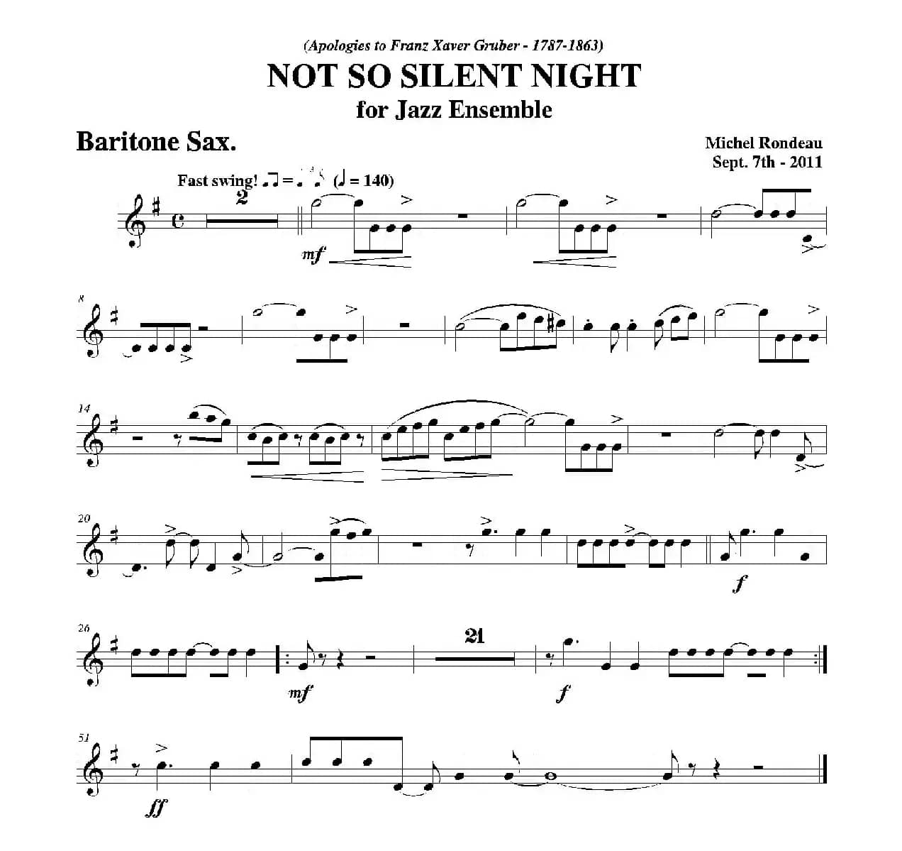 NOT SO SILENT NIGHT（上低中音萨克斯分谱）