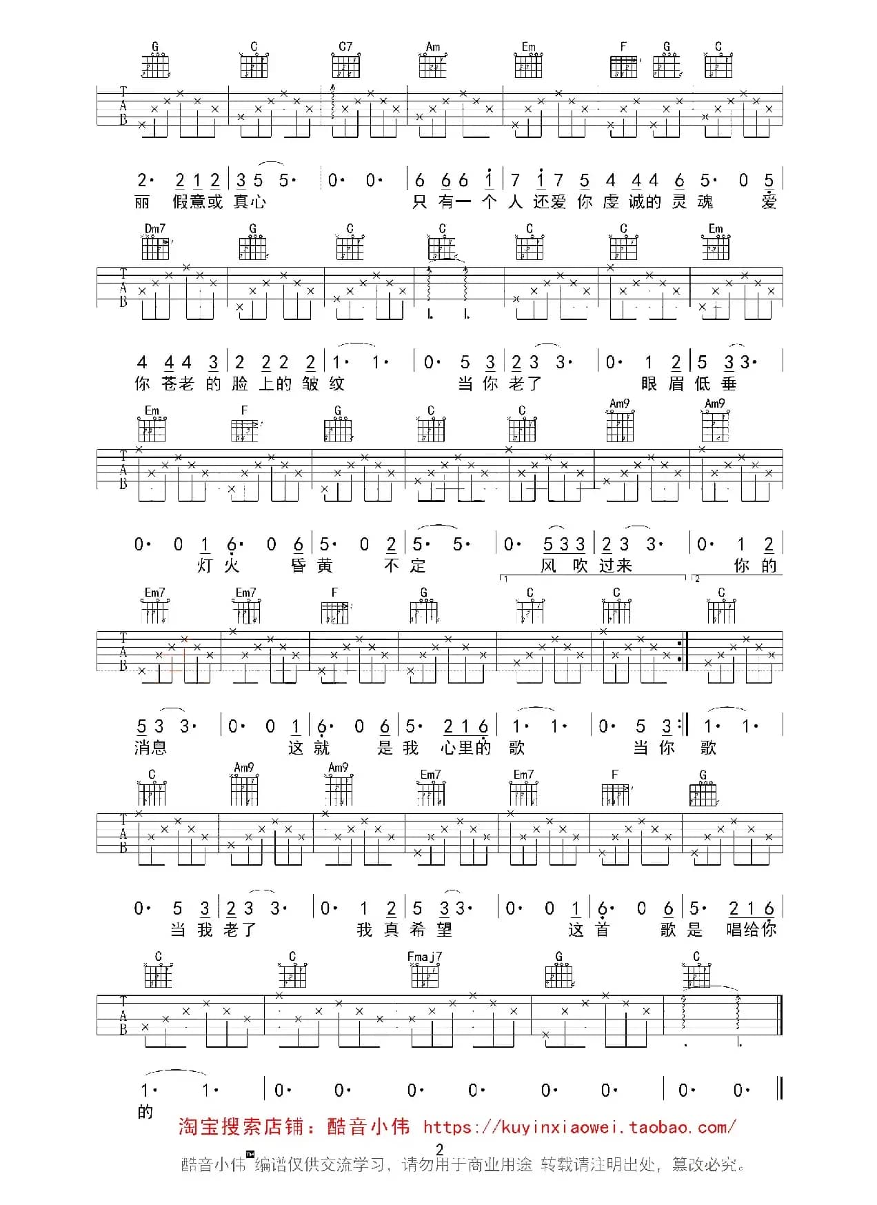 当你老了（赵照词曲、酷音小伟编配版）