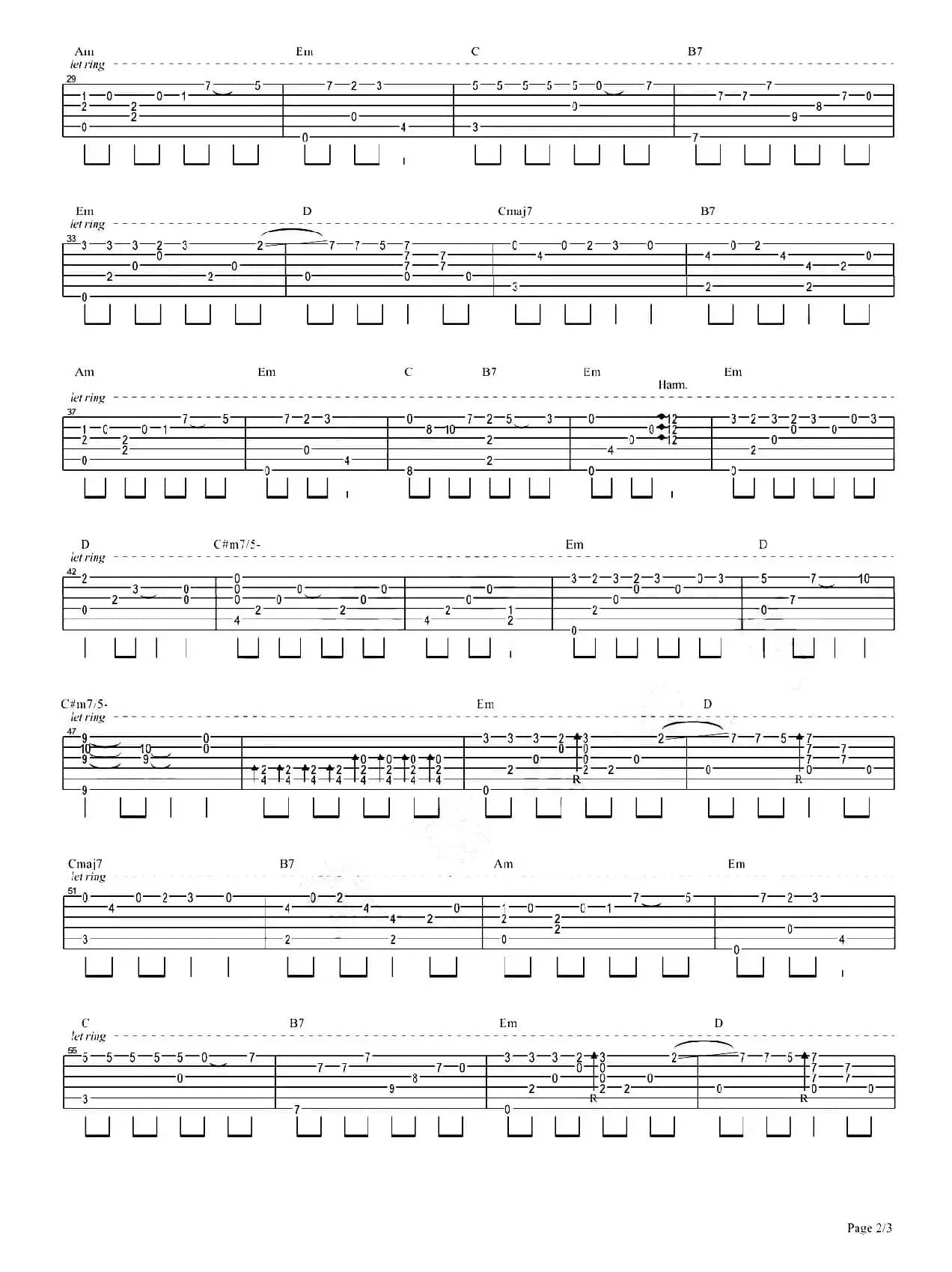 消愁（指弹吉他谱、梅老师吉他教室编配版）