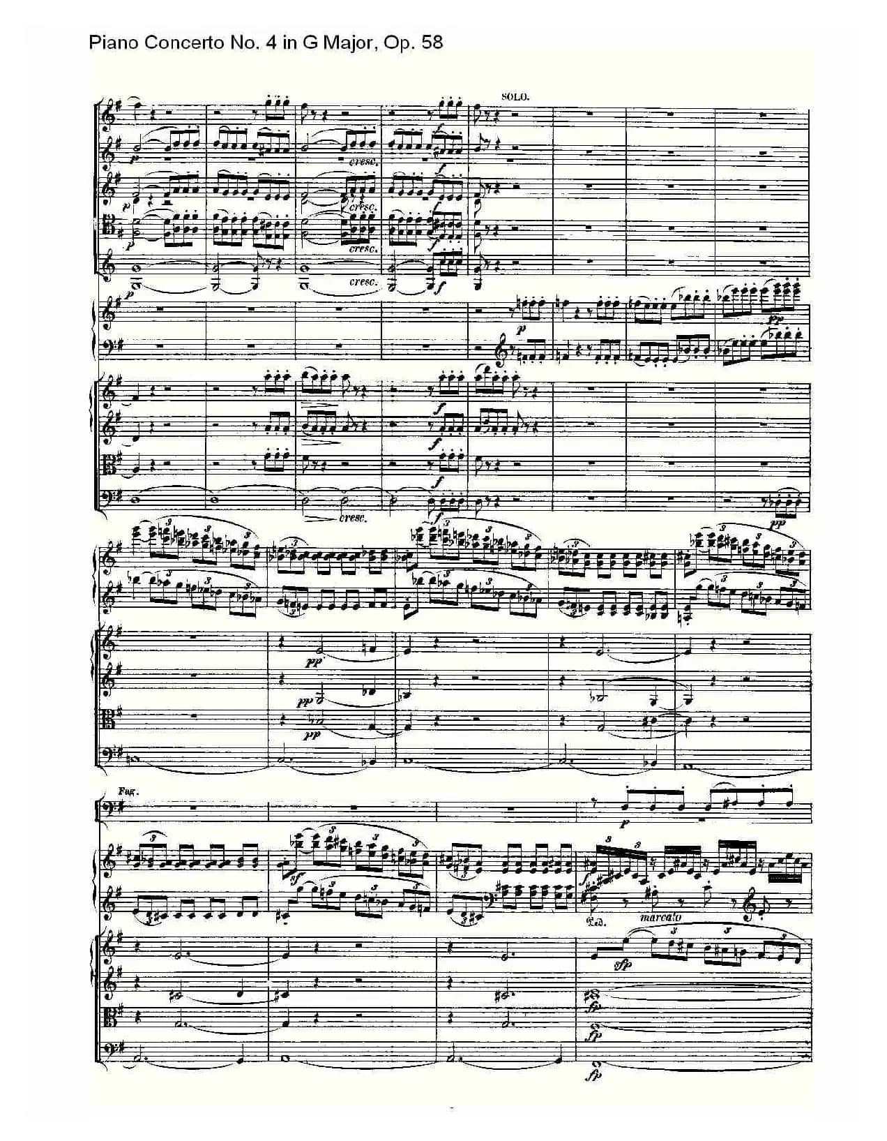 Ｇ大调钢琴第四协奏曲 Op.58 第一乐章（总谱）