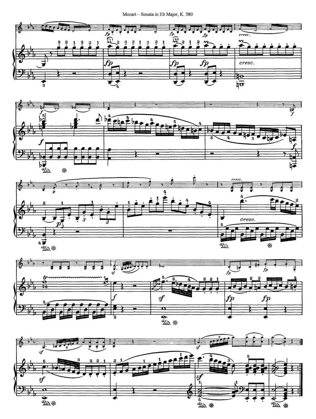 Violin Sonata in Eb Major K.380（小提琴+钢琴伴奏）