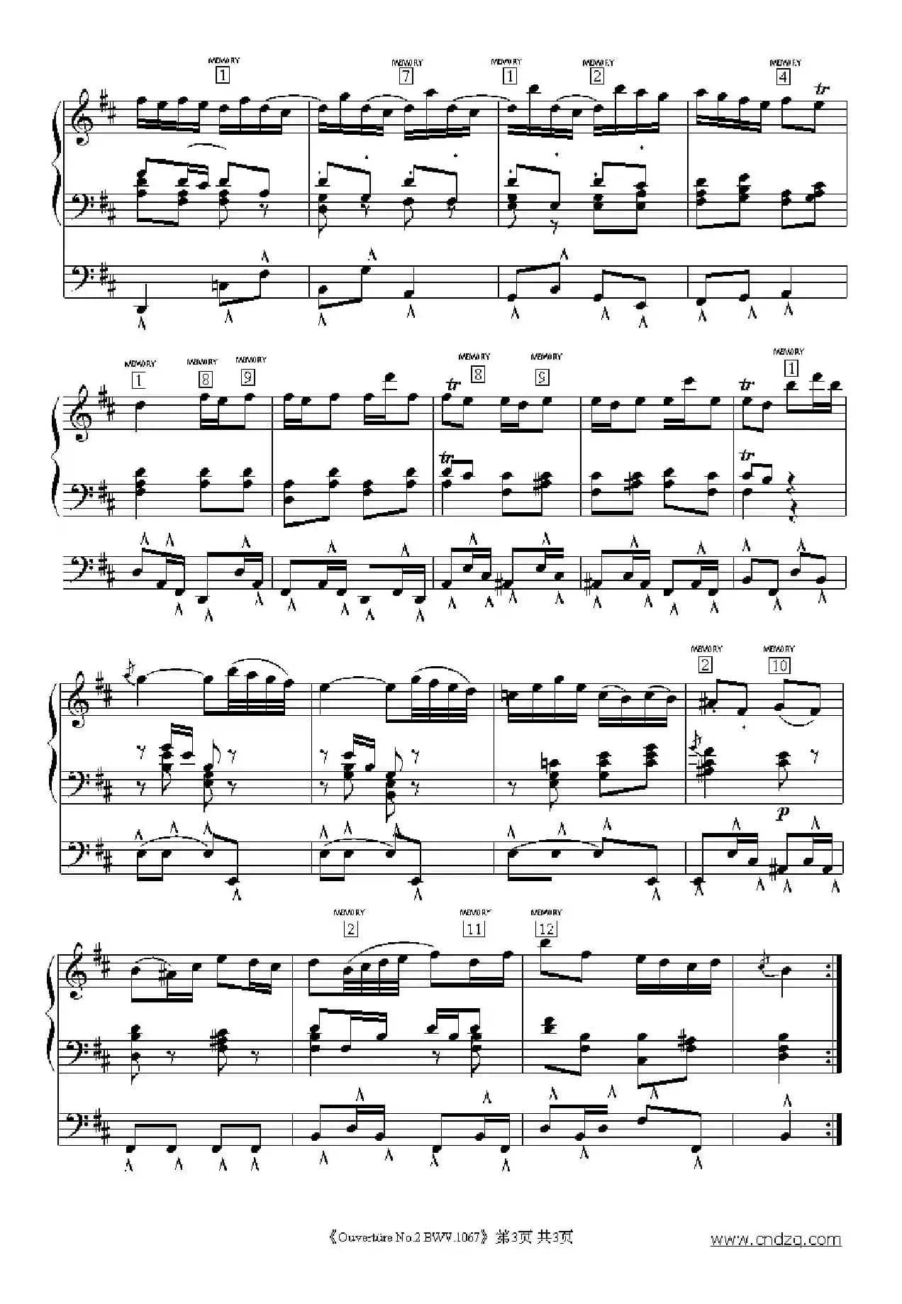 Ouverture No.2 BWV.1067（双排键电子琴谱）