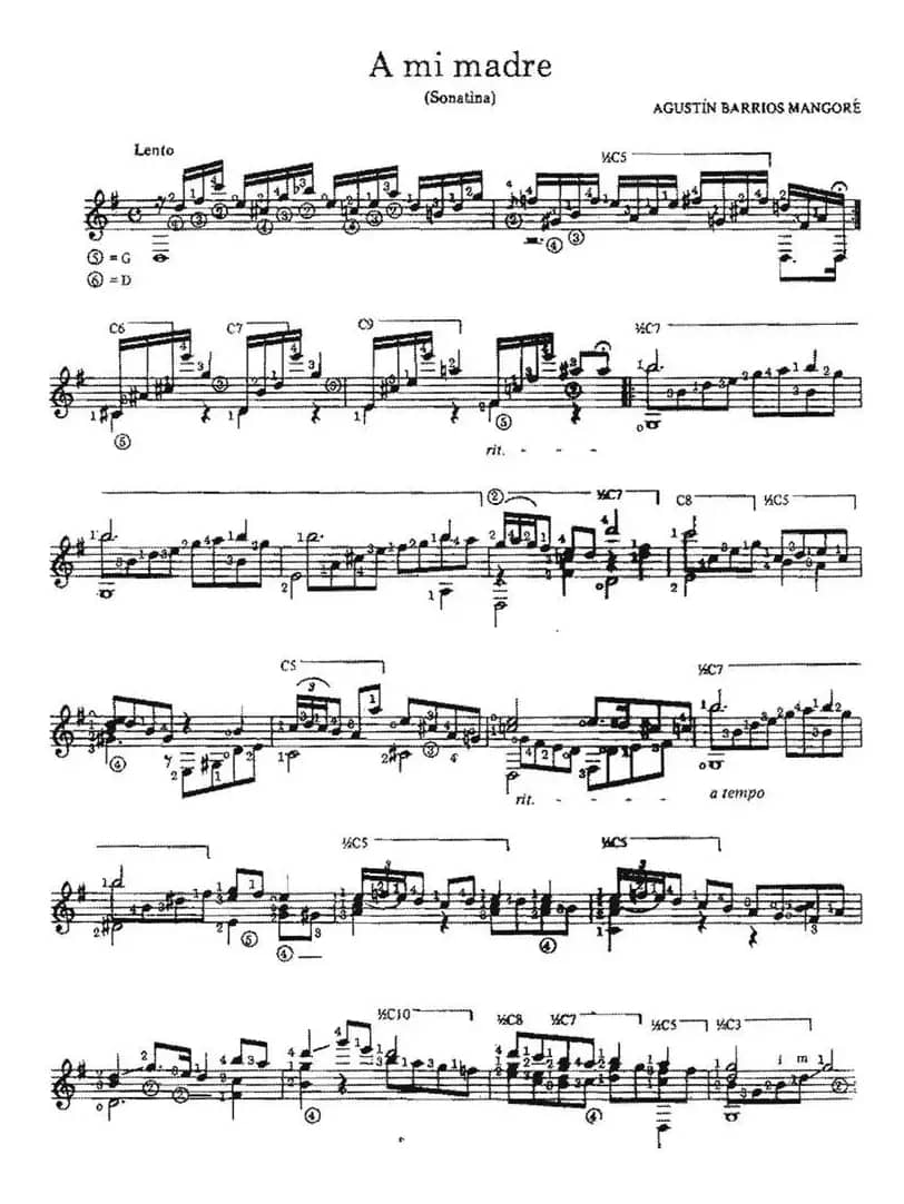 A mi madre（古典吉他）