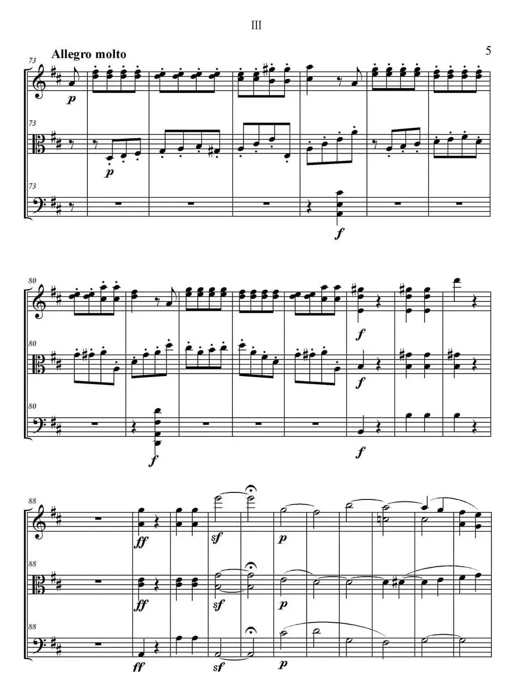 Serenate（String Trio）（D大调弦乐三重奏Op.8,III）