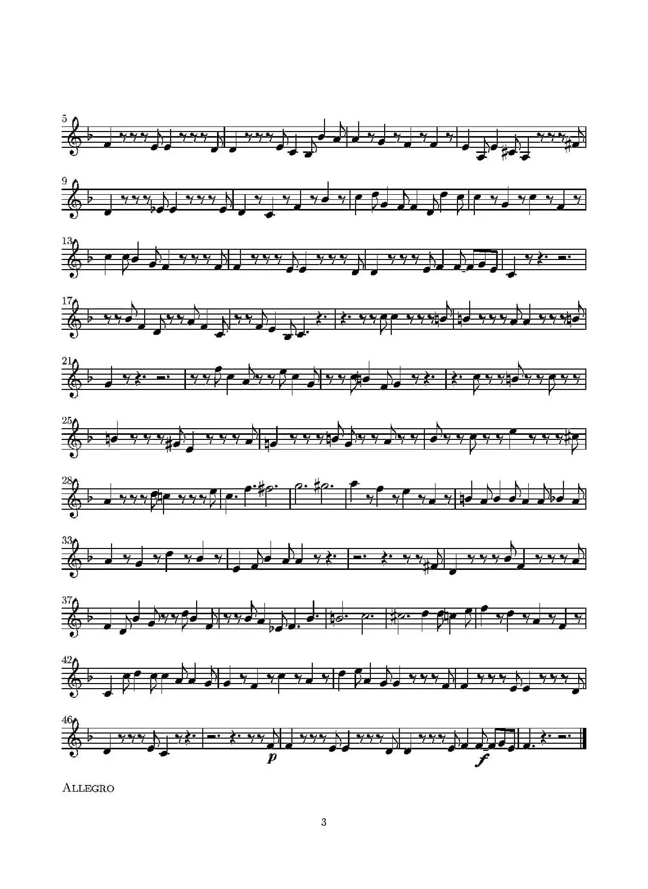 D小调无伴奏协奏曲（第一·独奏小提琴分谱）